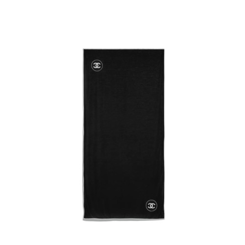 CHANEL CC Logo muffler cashmere silk scarf