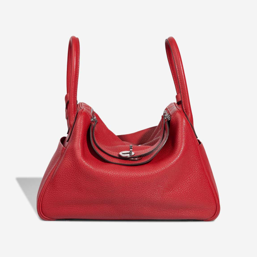 Hermes Lindy 30 bag Clemence Rouge de Coeur Silver