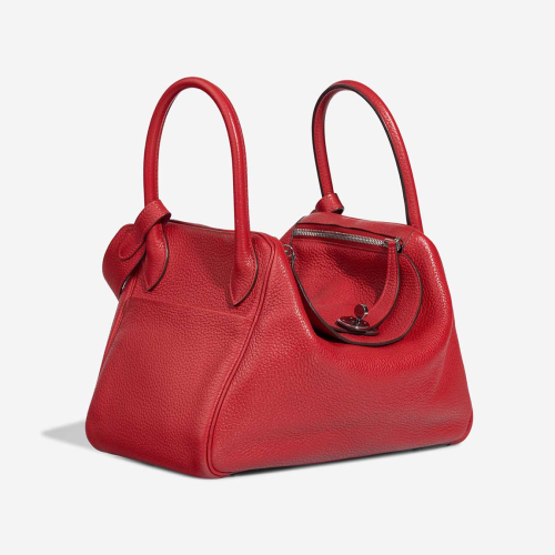 Hermes Lindy 30 bag Clemence Rouge de Coeur Silver