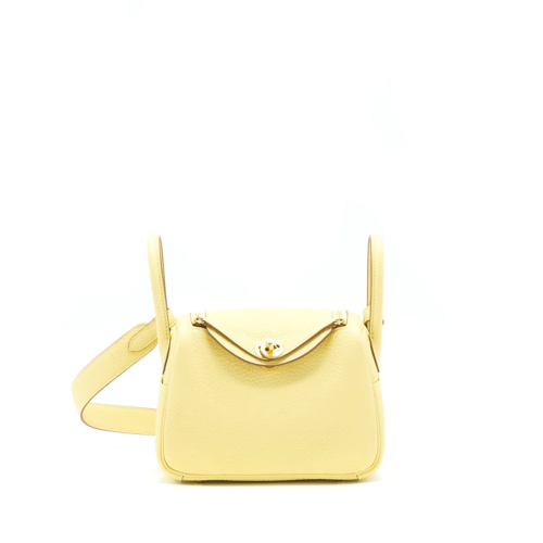 Hermes Lindy Mini Clemence Jaune Possin Gold