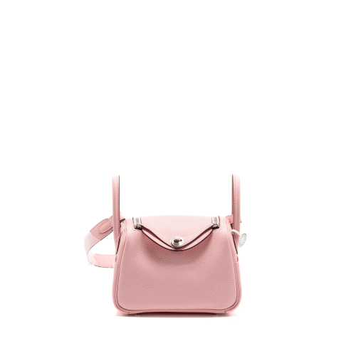 Hermes Lindy Mini Clemence Rose Sakura Silver