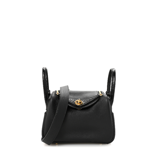 Hermes Mini Touch Lindy Swift Alligator Noir Gold