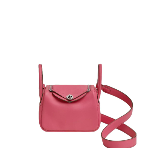 Hermes Lindy Mini Swift Rose Azalee Silver H082608CK8W