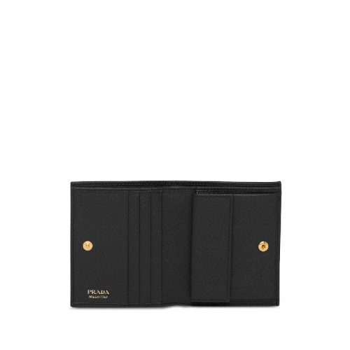 Prada Saffiano Triangle Logo Coin Half Wallet