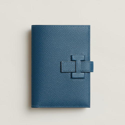 Hermes New H Passant Compact wallet Epsom Deep Blue Silver