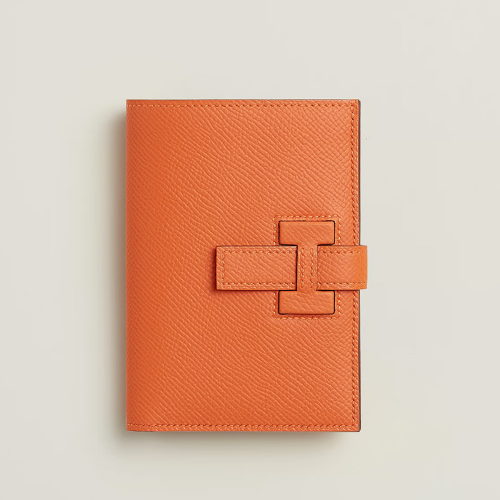 Hermes New H Passant Compact wallet Epsom Orange Silver