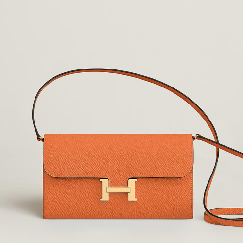 Hermes Constance Long to Go Wallet Epsom Orange Gold